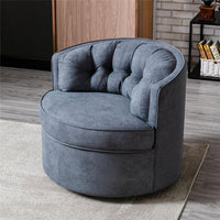 Modern Akili Swivel Accent Chair Barrel Chair, Comfy Tufted Back Fabric Leisure Chair for Bedroom, Living Room, Hotel, Grey