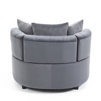 Modern Barrel Chair, Round Oversized Barrel Chairs, Sofa Lounge Accent Chair, Velvet Leisure Sofa Chair , Modern Leisure Chair with 3 Pillow for Living Room Bedroom Hotel Office,Gray