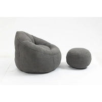 Bean Bag Chair with Ottoman,High Pressure Foam Bean Bag Chair for Adult,Lazy Sofa Chair with Padded Foam Padding,Comfortable Accent Chair for Living Room Bedroom Apartment,Grey