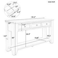 Console Table, 55" Narrow Buffet Sideboard with 3 Drawers and Bottom Shelf, Modern Farmhouse Entryway Sofa Table with Solid Wood Legs and Handles for Living Room, Kitchen, Hallway, Espresso