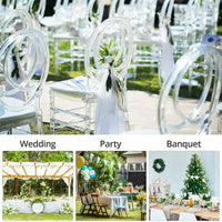 Clear Chairs, Modern Dining Chair Set of 4, Transparent Banquet Ghost Chair, 17.5" High Modern Accent Side Desk Chairs with Oval High-Back, Stacking Dining Chairs for Weddings, Banquets, Events