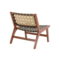 Accent Chair,Woven Leather Chair with Solid Wood Frame,Boho Wood Rattan Accent Chair,Lounge Chair for Living Room,Bedroom, Balcony,Patio