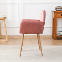 Dining Chairs, Velvet Dining Chairs, Mid Century Modern Dining Chairs with Metal Legs, Upholstered Chairs for Dining Room, Kitchen (Pink)