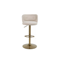 Swivel Velvet Bar Stools Set of 2, Counter Height Adjustable Barstools, Armless Kitchen Bar Chairs with Back and Footrest Gold Metal Base, for Home Bar Restaurant Dining Room, Beige
