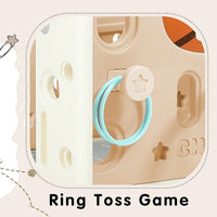 7-in-1 Kids Slide with Climber,Toddler Climber Slide PlaySet with Arch Tunnel and Basketball Hoop, Freestanding Castle Climbing Crawling Playhouse for Toddlers, Kids Climbers Playground