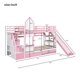 Twin-Over-Twin Castle Style Bunk Bed with 2 Drawers and 3 Shelves, Wood Bunk Bed Frame with Slide and Storage Staircase for Kids Teens Boys Girls, Space Savings,Pink