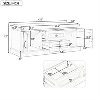 Storage Bench with 2 Drawers and 2 Cabinets, Shoe Bench Under Window Bench with Storage & Velvet Removable Cushion, Wooden Organizer Storage Bench for Living Room Entryway Front Door, Gray Wash