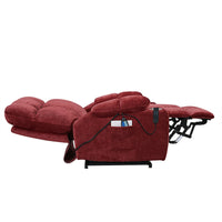 Dual OKIN Motor Power Lift Recliner Chair with Massage and Heating Function for Elderly, Modern Recliner Chair with 2 Cup Holders and Lay Flat 180 Degree for Living Room, Red