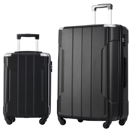 Hardside Luggage Sets, 2 Piece Suitcase Set Expandable with TSA Lock Spinner Wheels for Travel Women Man, 20 Inch and 28 Inch, Black