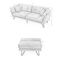 85.8" Loveseat Sofa with Ottman Set, Chenille Fabric L Shaped Convertible Sectional Sofa with 2 Pillows,3 Seater Sofa for Small Space,Living Room, Apartment
