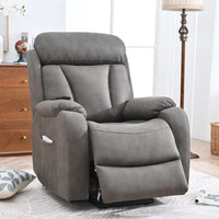Large Power Lift Recliner Chair for Elderly, Upholstered Anti-skid PU Lift Chair, 60°-140° Adjustable Remote Control Recliner Sofa with Padded Seat Backrest & Side Pocket, Dark Gray PU