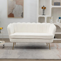 59"W Accent Sofa Couch, Modern Loveseat Sofa with Gold Metal Legs, Two-Seater Sofa Small Sofa Small Mini Room Couch for Small Space Office Studio Apartment Bedroom, Ivory Boucle