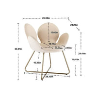 Velvet Accent Chair Set of 2, Modern Arm Chair with Metal Gold Legs, Velvet Tufted Upholstered Single Sofa Chair, Accent Arm Chairs Club Guest Chair, for Living Room Bedroom, Beige