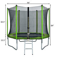 Trampolines 8FT Recreational Trampoline with Enclosure Net, Outdoor Trampoline for Kids and Adults with Spring Pad, Jumping Mat & Ladder(Green)