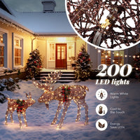 2pcs 4ft 30V 3.6W Moose Family 200LED Leather String Light, Garden Moose Decoration for Christmas Outdoor Yard Garden Decorations,Brown