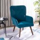 Leisure Chair Lounge Chair with Solid Wood Legs for Living Room Bedroom Room Indoor, Mid Century Modern Upholstered Leisure Chair, Simple Nordic Style, Blue & Green