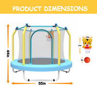 Triple Tree 55-inch Trampoline for Kids Indoor & Outdoor Small Toddler Trampoline with Basketball Hoop