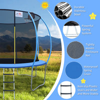 Triple Tree [Foldable Trampoline] 400 Lbs 10ft Foldable Mini Trampoline Fitness Rebounder with Handrail for Adults