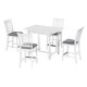 5-Piece Wood Counter Height Kitchen Furniture Set with 4 Upholstered Chairs,Mid-Century Farmhouse Dining Table Set,Dining Table with 2 Storage Drawers and Turned Legs (White)