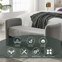 52" Inches Bedroom Bench, Modern Tufted End of Bed Bench with Arms, Upholstered Ottoman Couch Bedroom Benches for Foot of Bed Long Bench Window Sitting Fireplace Bench, 250LB, Grey Teddy