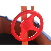 Pirate Ship Kids Sandbox, Wooden Sandbox with Storage Bench and Seat, Outdoor Sand Boxes for Kids Ages 3-8 Years Old Backyard, 63" L x 30.7" W x 40.5" H, Natural Wood