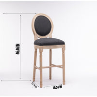 Counter Height Bar Stools Set of 2, French Country Bar Height Chairs with Upholstered Seat & Floral Carved Legs, Wooden Barstools for Pub, Restaurant, Kitchen, 300LBS Weight Capacity, Dark Gray