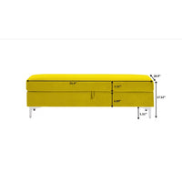Storage Bench for Bedroom End of Bed, 55.9" Upholstered Velvet Storage Ottoman Bench, End of Bed Storage Bench with Thick Cushion and Metal Legs Window Bench Seat for Living Room Bedroom, Yellow