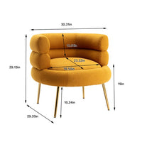 Modern Accent Chair Barrel Chair, Comfy Accent Armchair with Golden Metal Legs, Single Recreational Chair Club Chair for Living Room Bedroom Home Office, Weight Capacity 280 LBS, Mustard