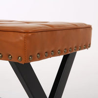 Upholstered Ottoman Bench,Contemporary Ottoman with X-Shaped Metal Legs and Thick Cushion,Shoe Changing Chair for Patio Bedroom Living Room Hallway,Brown
