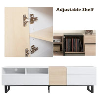 Modern TV Stand for TVs up to 80 Inch, Entertainment Center TV Console Table with Double Storage Space and Drop Down Door for Living Room, Bedroom,Home Theatre,White