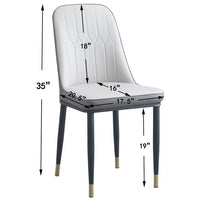 Dining Chair Set of 4, Modern PU Leather Kitchen Chairs with Iron Metal Gold Plated Legs, 4PCS Dining Chairs with High Back, Side Chair Diner Chair for Dining Room Bar Counter Living Room, White