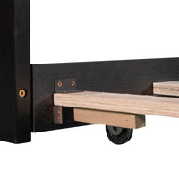 Twin Size L-Shaped Platform Bed Frame with Trundle and Storage Drawers Linked with Built-in Desk, Wooden 3 Twin Beds in One Bedroom Bed Frame for Teens Adults, No Box Spring Needed, Espresso