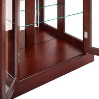 Lighted Curio Cabinet with Glass Doors, Tempered Glass Display Cabinet with Adjustable Shelves and Mirrored Back Panel, Tall Glass Storage Cabinet for Living Room, E26 Light Bulb Not Included