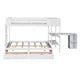 Twin Over Full Bunk Bed with Desk and Drawers, Wood Low Bunk Beds for Kids with Built-in Ladder & Full-Length Guardrails, Kids Bunk Beds Frame with Shelves & Magazine Holder for Boys Girls, White