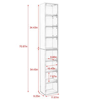 8-Tier Media Tower Rack,CD DVD Slim Storage Cabinet with Adjustable Shelves,Tall Narrow Bookcase Display Bookshelf for Home Office,Black