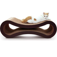 Cat Scratcher Cardboard, Cat Scratching Pad Post Scratcher Cardboard House Bed, Lounge-shaped Corrugated Scratching Pad, Infinity Shape Board Pads Curved Cat Scratcher Furniture Protector, Brown
