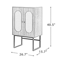 Storage Cabinet with 2 Rattan Decorated Doors, Console Table Sideboard Buffet Cabinet for Living Room Dining Room Kitchen Entryway, Brown 15.7''L x 26.7''W x40.5''H