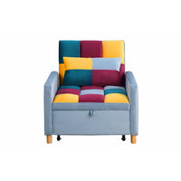 Convertible Sleeper Sofa Chair, Multi-Functional Tufted Recliner Chair with Pillow and Adjustable Backrest, Modern Velvet Sofa Chair for Living Room, Dorm, Apartment, Colorful