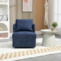 Swivel Accent Sofa Chair, Round Barrel Reading Chair Armchair in Boucle Fabric, Mid Century Modern 360° Swivel Accent Chairs for Living Room, Bedroom, Office, Lounge, Navy Blue