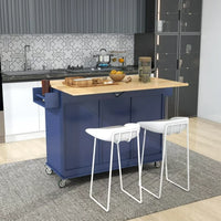 Rolling Mobile Kitchen Island with Storage Cabinet and Drop Leaf, Kitchen Cart with Three Drawers and Store Platform, Trolley Cart Paper Towel Rack and Spice Rack Kitchen Cart on Wheels