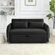55" Convertible Sleeper Sofa Bed with 2 Pillows and 2 Detachable Pockets, Modern Velvet Upholstered Loveseat Sofa Couch with Pull Out Bed and Adjustable Backrest, Multifunctional 2-Seater Sofa, Black