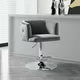 Velvet Swivel Bar Stools with Armrest and Footrest, Adjustable Height Bar Chair with Button Tufted Back and Metal Base for Club Counter and Home Kitchen, Grey