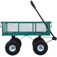 Heavy-Duty Steel Garden Cart, Folding Utility Wagon Cart with Removable Sides and 180°Rotating Handle,Metal Steel Wagon Cart for Outdoor, Lawn, Yard, Farm,Green,Weight Capacity 550 Lbs