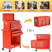 Rolling Tool Chest with Wheels and 8 Drawers, Detachable Large Toolbox Storage Cabinet with Lock,Locking Mechanic Tool Cart for Warehouse, Workshop,Garage