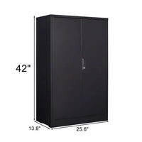 42" Metal Storage Cabinet with 2 Locking Doors and Adjustable Shelf,Lockable File Cabinet,Storage Locker Cabinet for Home Office,School,Garage, Black