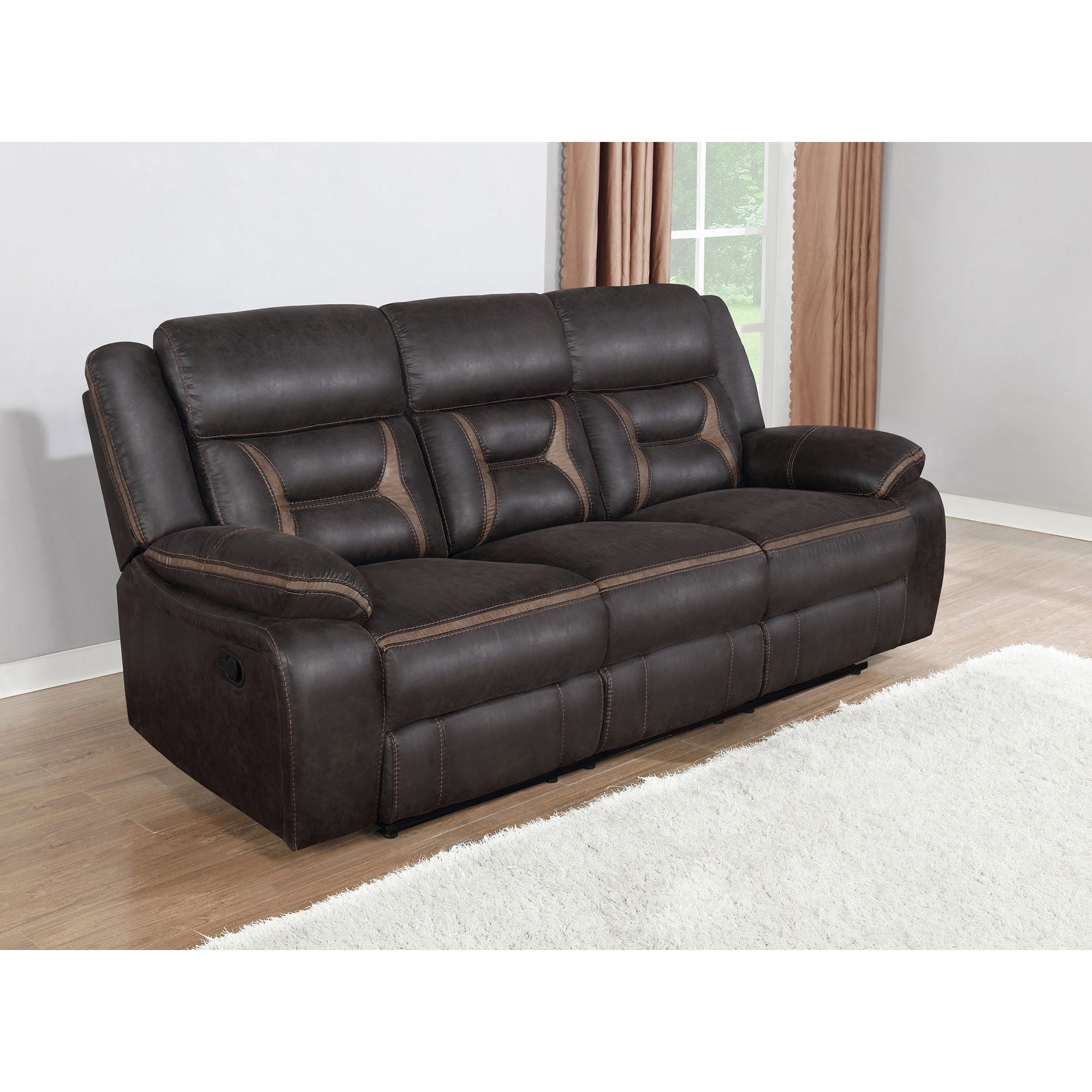 Triple Tree Greer Brown Upholstered Tufted Sofa with Pillow Top Arms