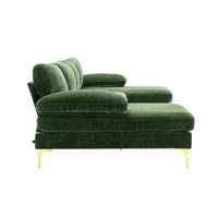Large Convertible Sectional Sofa,110.63" U-Shaped Accent Couch Sofa with Double Chaise Lounge and 2 Arm Pillows,Upholstered Corner Sectional Sofa for Apartment Office,Living Room,Green