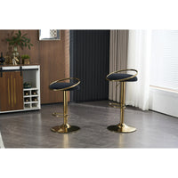 Bar Stools Set of 2 Counter Height Bar Stools Adjustable Velvet Padded 360° Swivel Bar Chairs Modern Industrial Style Barstools with Low-Back and Footrest for Home Kitchen Island Cafe Pub, Black