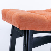 25" Counter Height Barstools Set of 2, Upholstered Bar Stools with Solid Wood Legs & Footrest, Backless Saddle Stool, Comfy Dining Chairs Island Chairs, for Kitchen, Pub, Dining Room, Orange