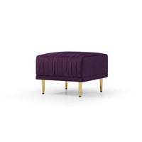 Upholstered Velvet Ottoman with Gold Legs, Metal Base, Small Footstool Ottoman, Stool Seat, Sofa Footrest, Extra Seating for Living Room Entryway, Purple